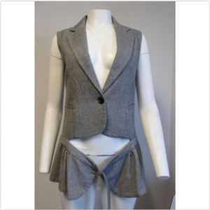 ALICE RITTER grey wool vest w/ belted peplum SZ 4